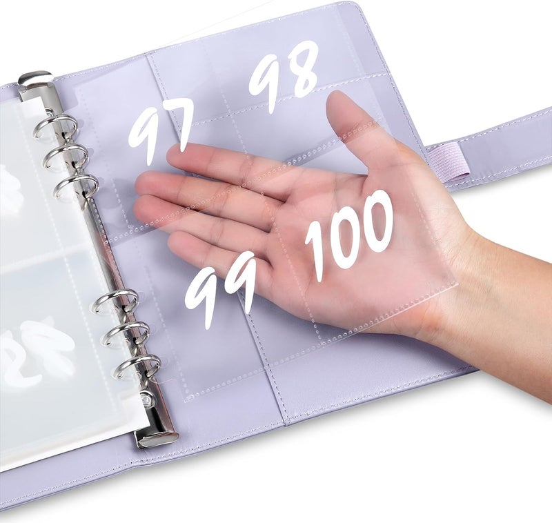 MUQING 100 Envelopes Money Saving Challenge Binder, Inside Sheets Silkscreen, Reusable Tracker, Money Saving $5050 Binder (Purple) - Image 2